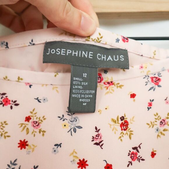 Josephine Chaus Pink Floral 100% Silk Ruffle Skirt - 12 - Picture 8 of 8
